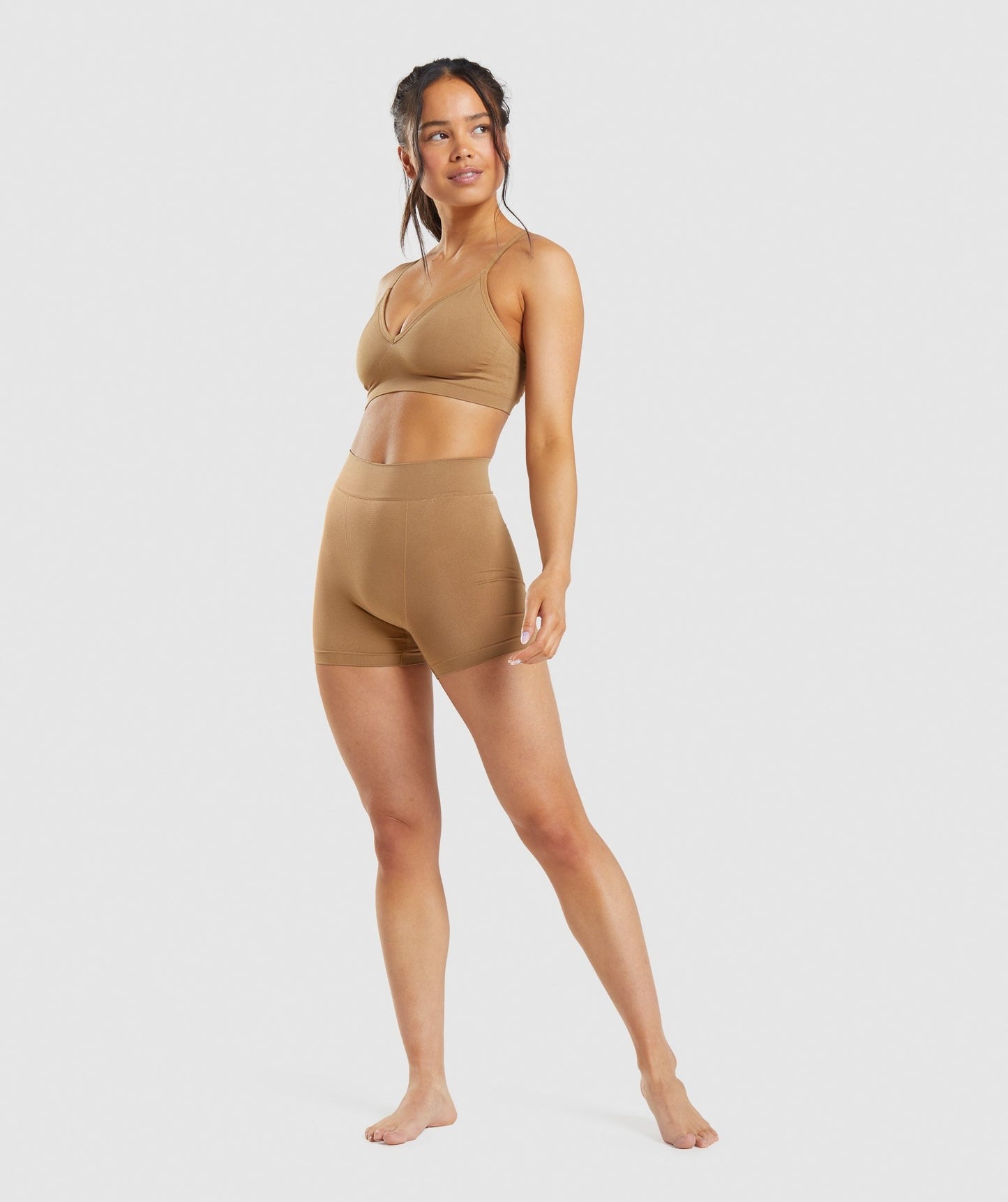 Gymshark Seamless Low Neck Bralette - Golden Light Brown