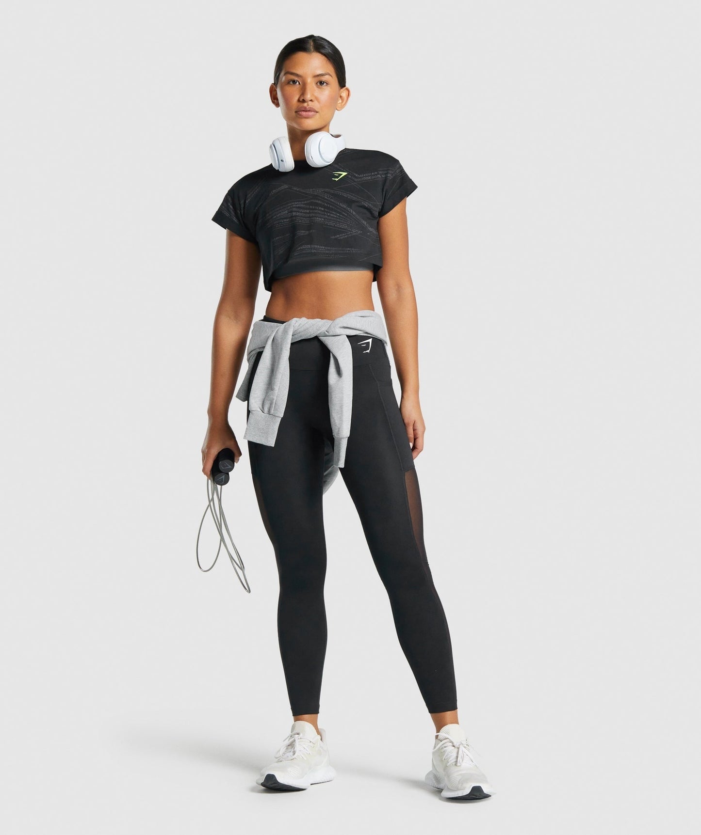 Gymshark Zone Graphic Crop Tee - Black/Grey