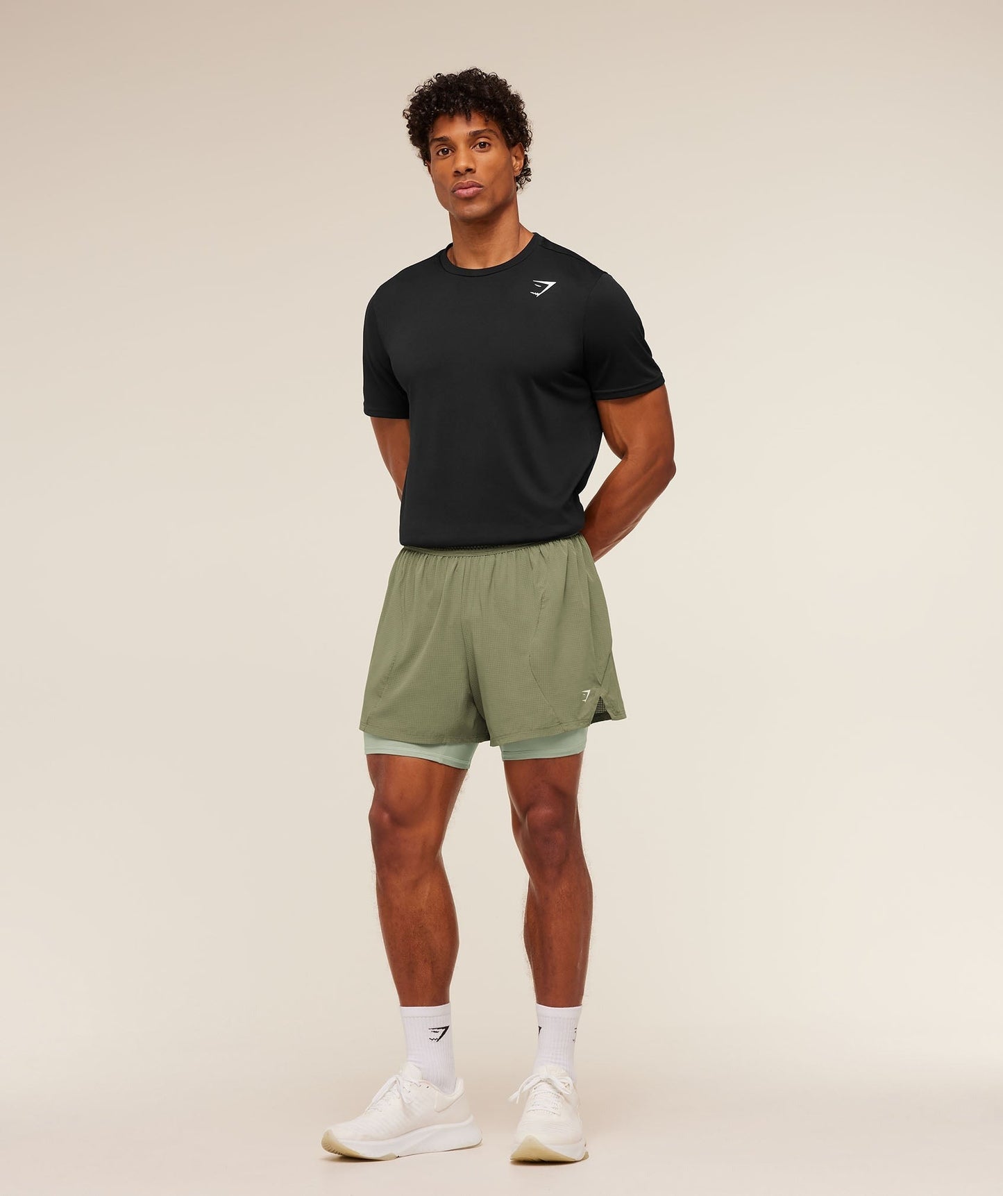 Gymshark Running 4" 2in1 Shorts - Grounded Green / Haze Green