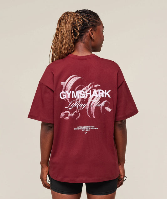 Gymshark Forged By Iron Graphic Oversized T-Shirt - Sets Red