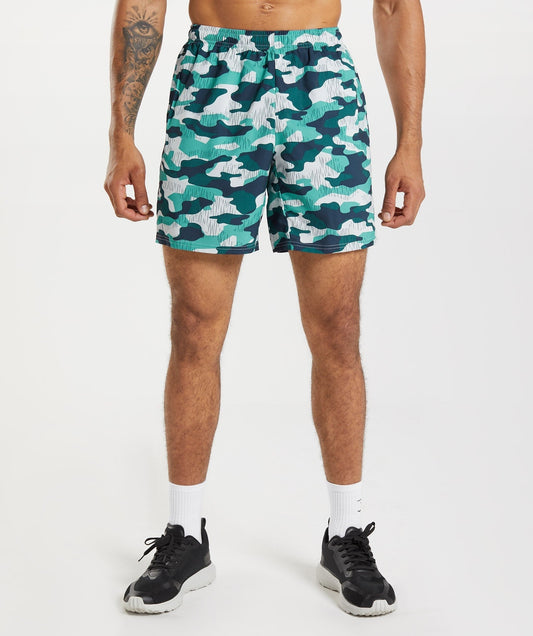 Gymshark Arrival 7" Short - Fauna Teal Print