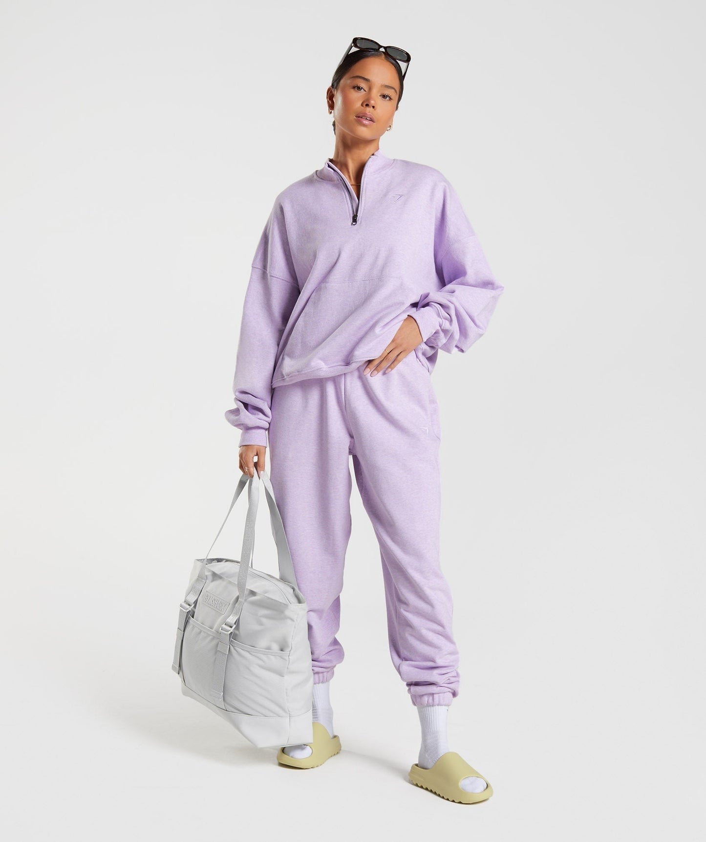 Gymshark Rest Day Sweats 1/2 Zip Pullover - Aura Lilac Marl