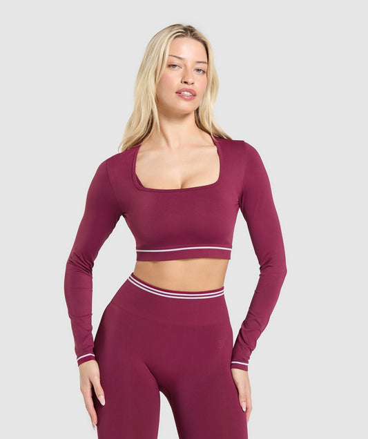 Gymshark Contrast Seamless Crop Top - Strong Pink
