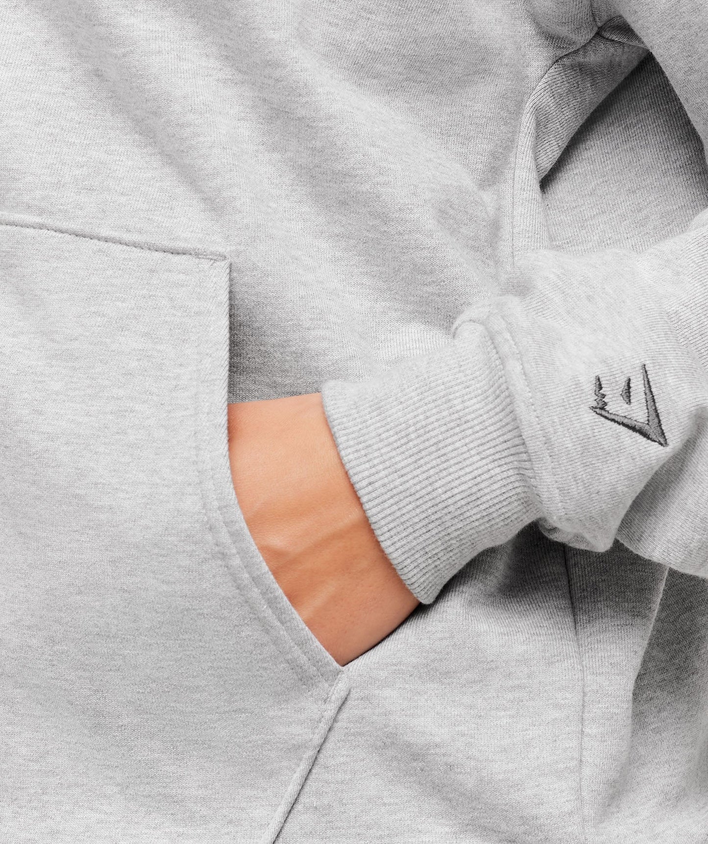 Gymshark Fitness Embroidered Graphic Zip Up Hoodie - Light Grey Core Marl