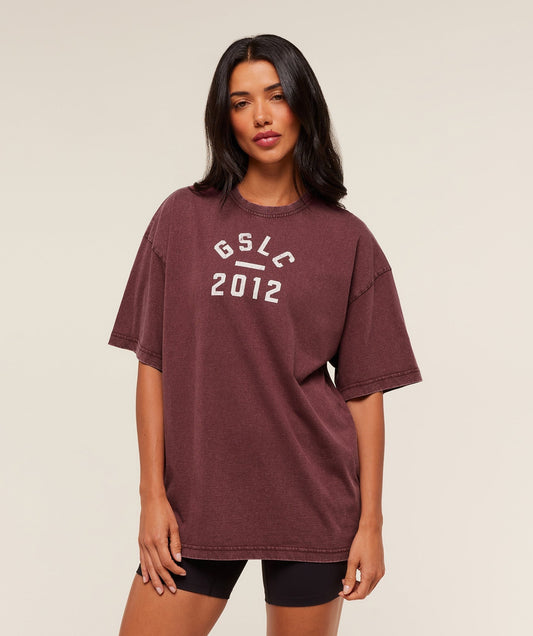 Gymshark Lifting Club 2012 Graphic Short Sleeve T-Shirt - Rich Maroon/Wash