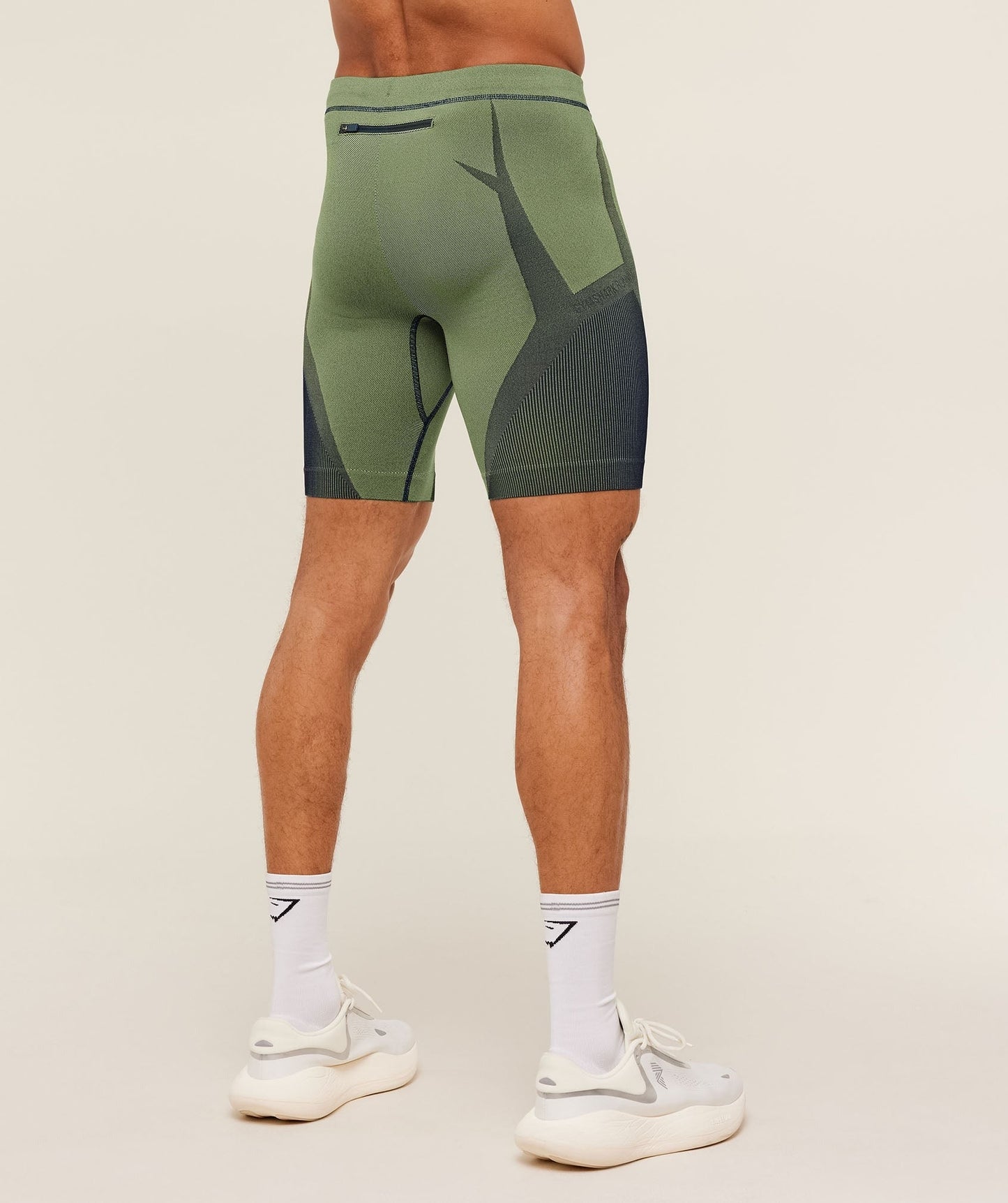 Gymshark Seamless Running Half Tight - Stealth Blue / Sorbet Yellow