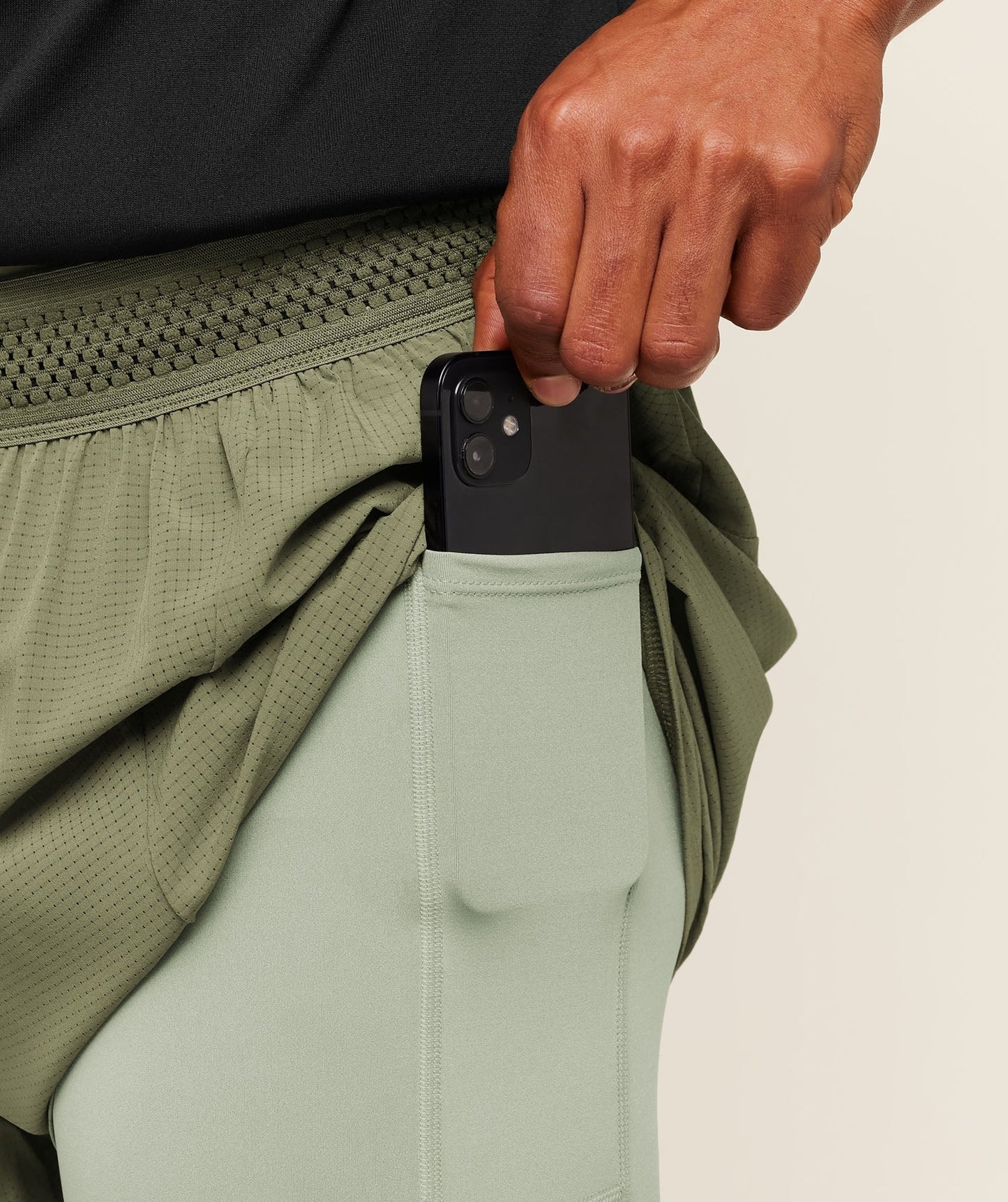 Gymshark Running 4" 2in1 Shorts - Grounded Green / Haze Green