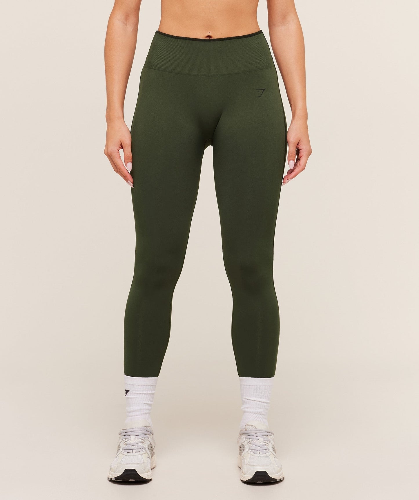 Gymshark Everyday Seamless Contrast Leggings - Winter Olive/Black