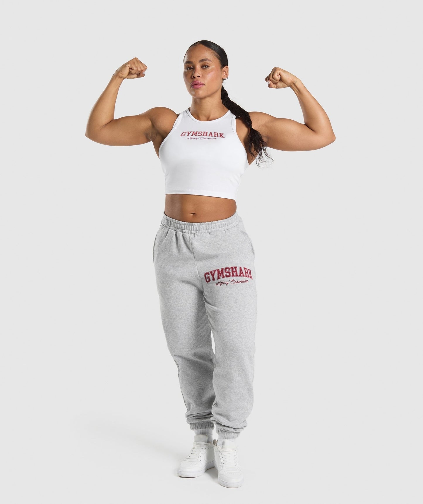 Gymshark Lifting Essentials Graphic Brushed Oversized Joggers - Light Grey Core Marl