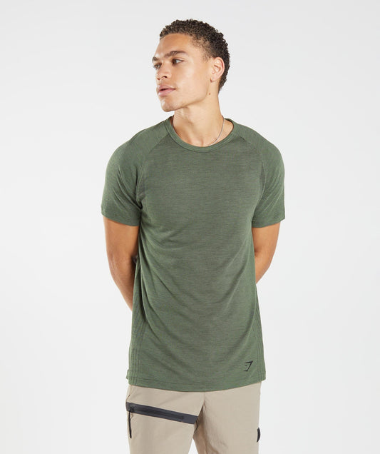 Gymshark Retake Seamless T-Shirt - Core Olive/Black Marl