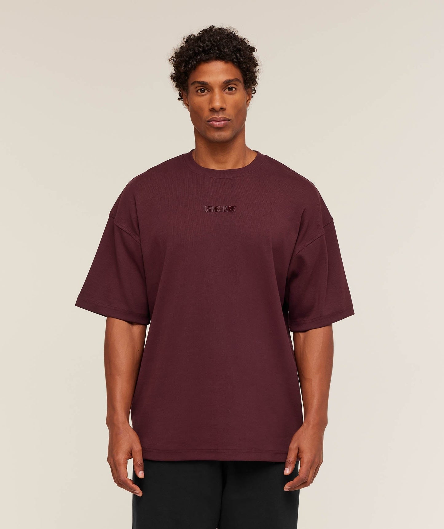 Gymshark Oversized Premium Ribbed T-Shirt - Rich Maroon