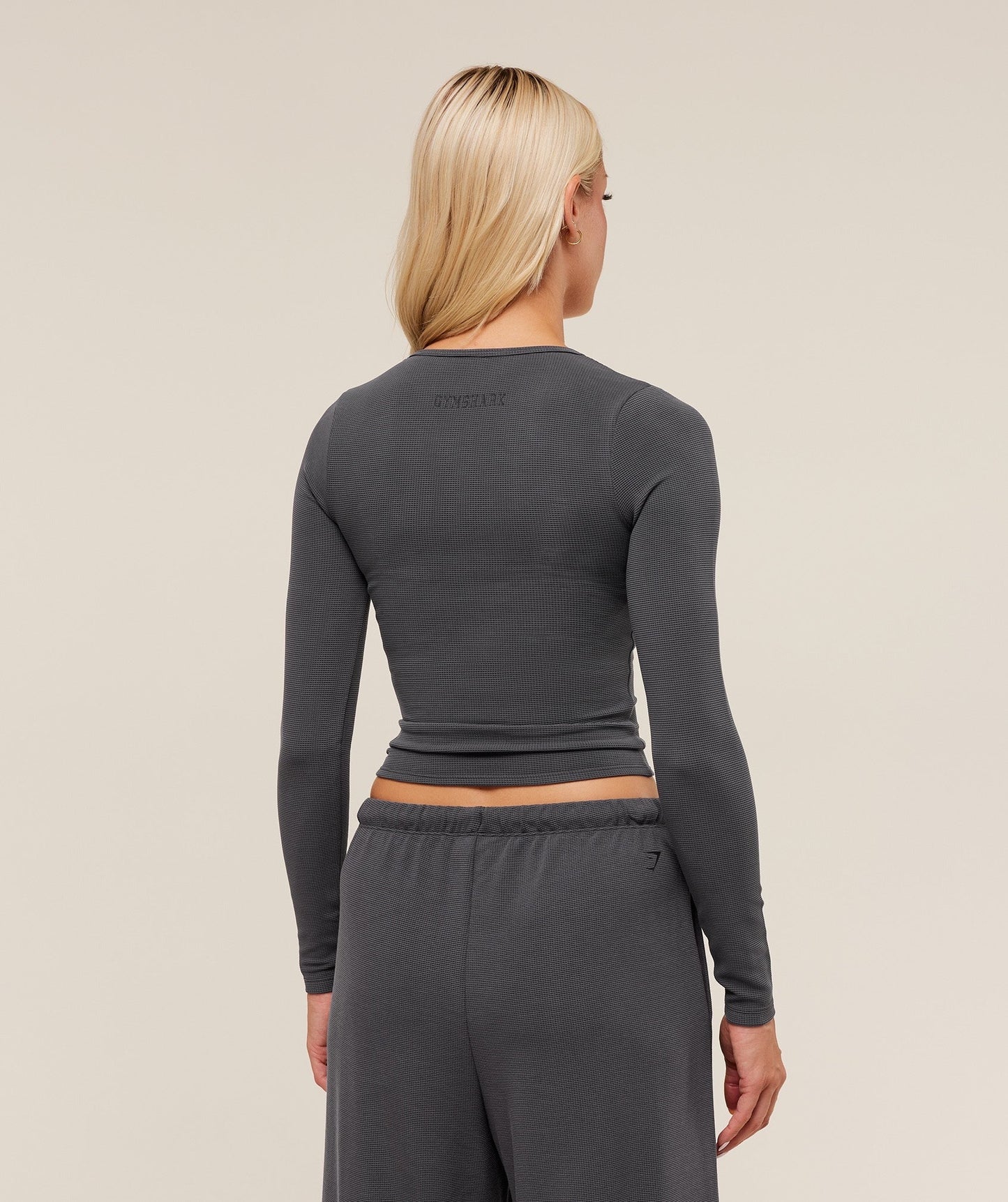 Gymshark Waffle Long Sleeve Top - Grey