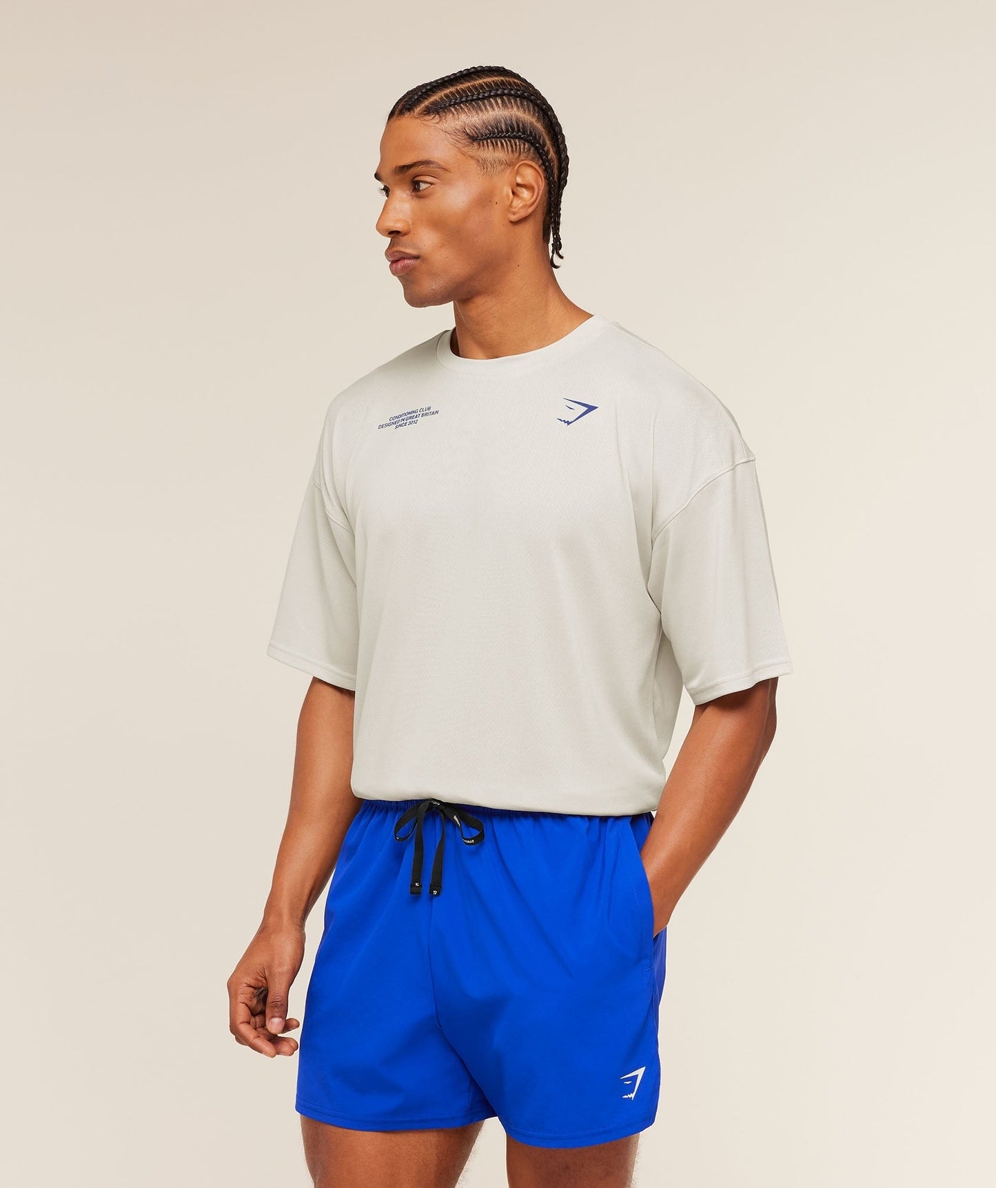 Gymshark Conditioning Club Oversized T-Shirt - Tinted White/Force Blue