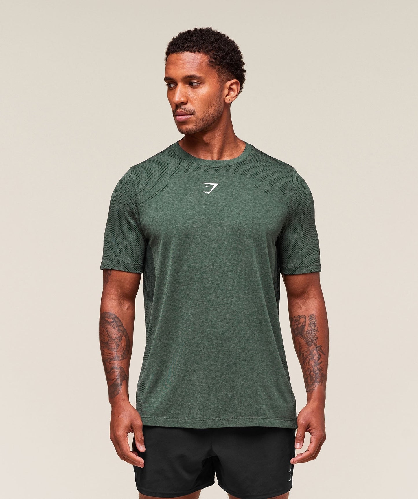 Gymshark Lightweight Seamless T-Shirt - Chalk Green/Base Green