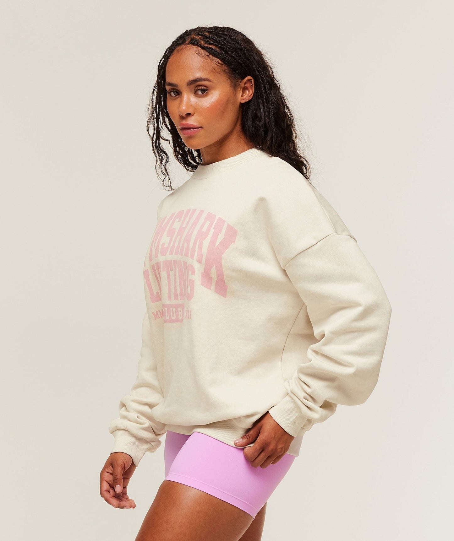 Gymshark Lifting Club Graphic Oversized Crew Neck - Oat White