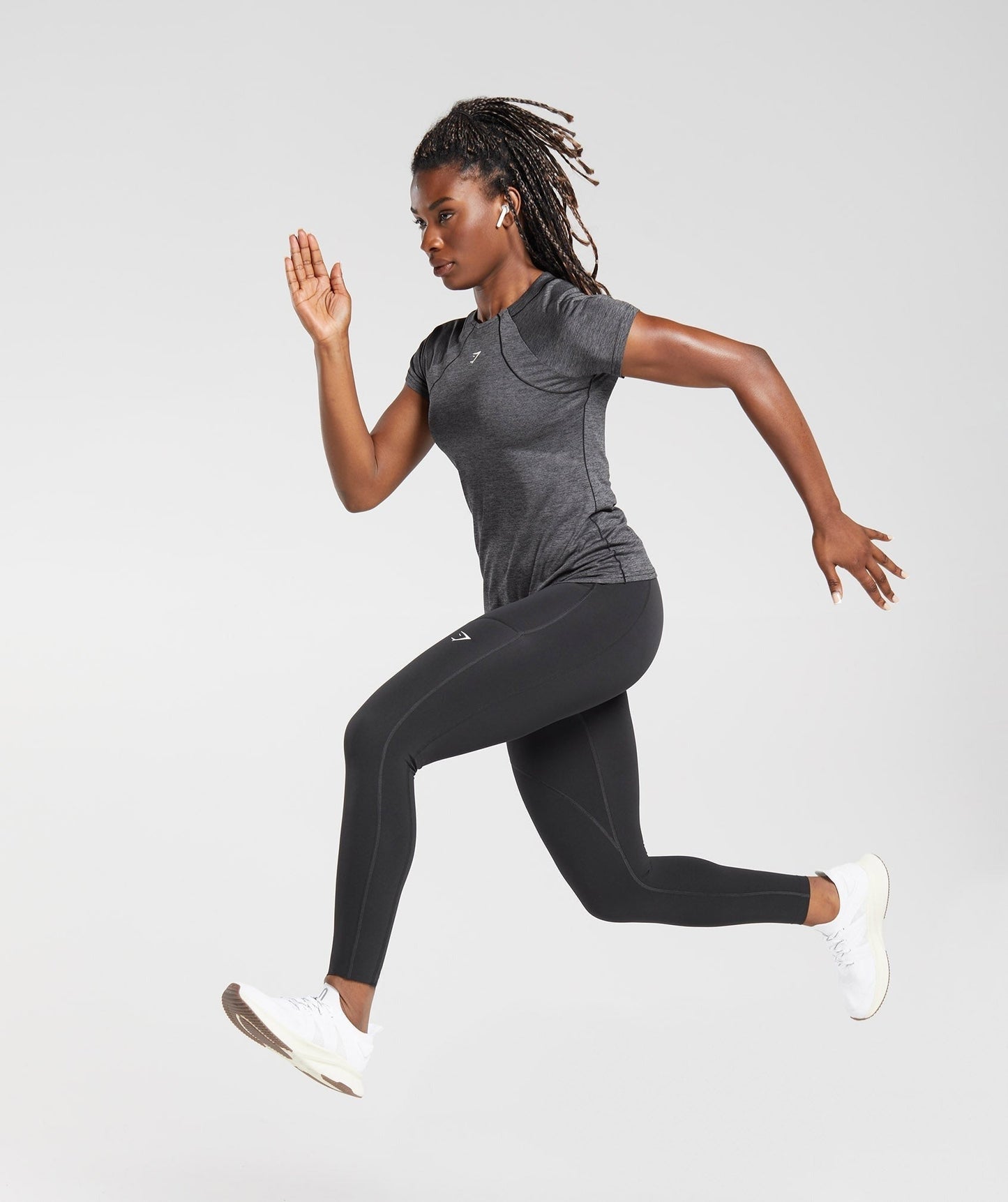 Gymshark Running T-Shirt - Black/Silhouette Grey Marl