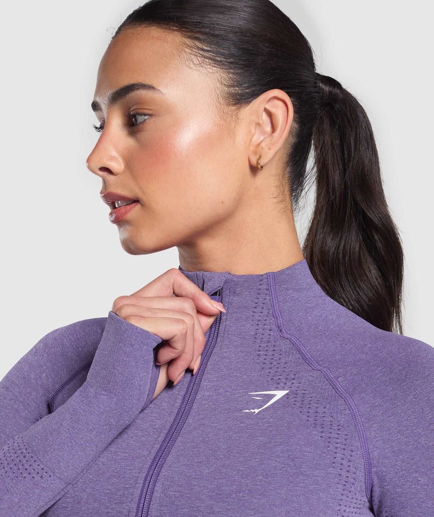 Gymshark Vital Seamless Midi Zip 2.0 Pullover - Functional Purple/Marl