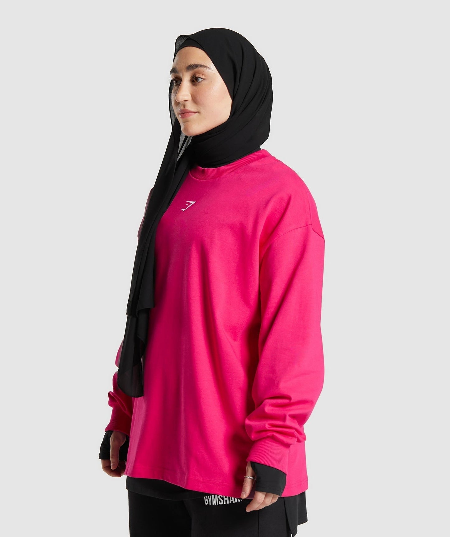 Gymshark GS X Leana Deeb Graphic Oversized Long Sleeve Top - Impact Pink