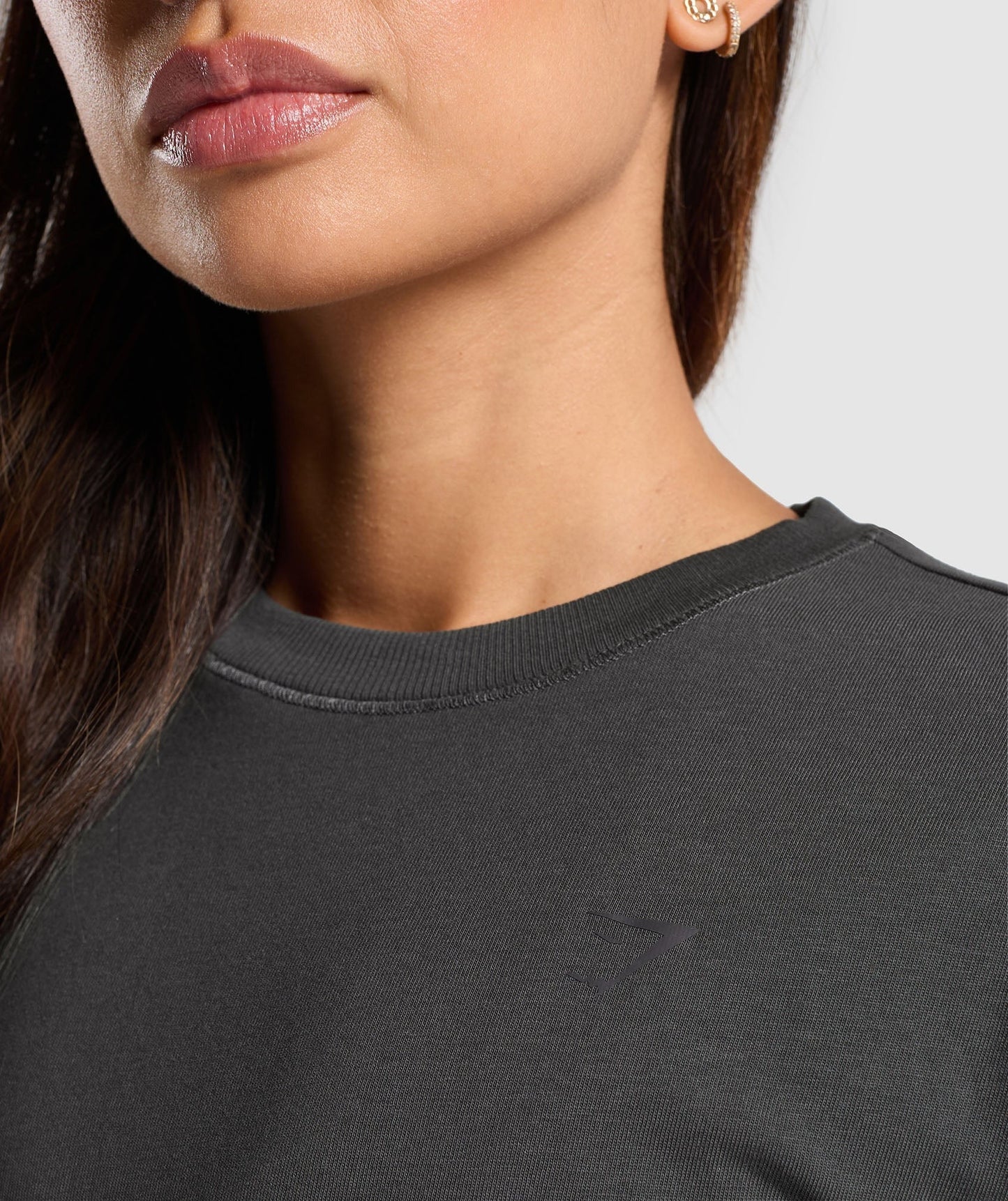 Gymshark Cotton Oversized Long Sleeve Top - Onyx Grey