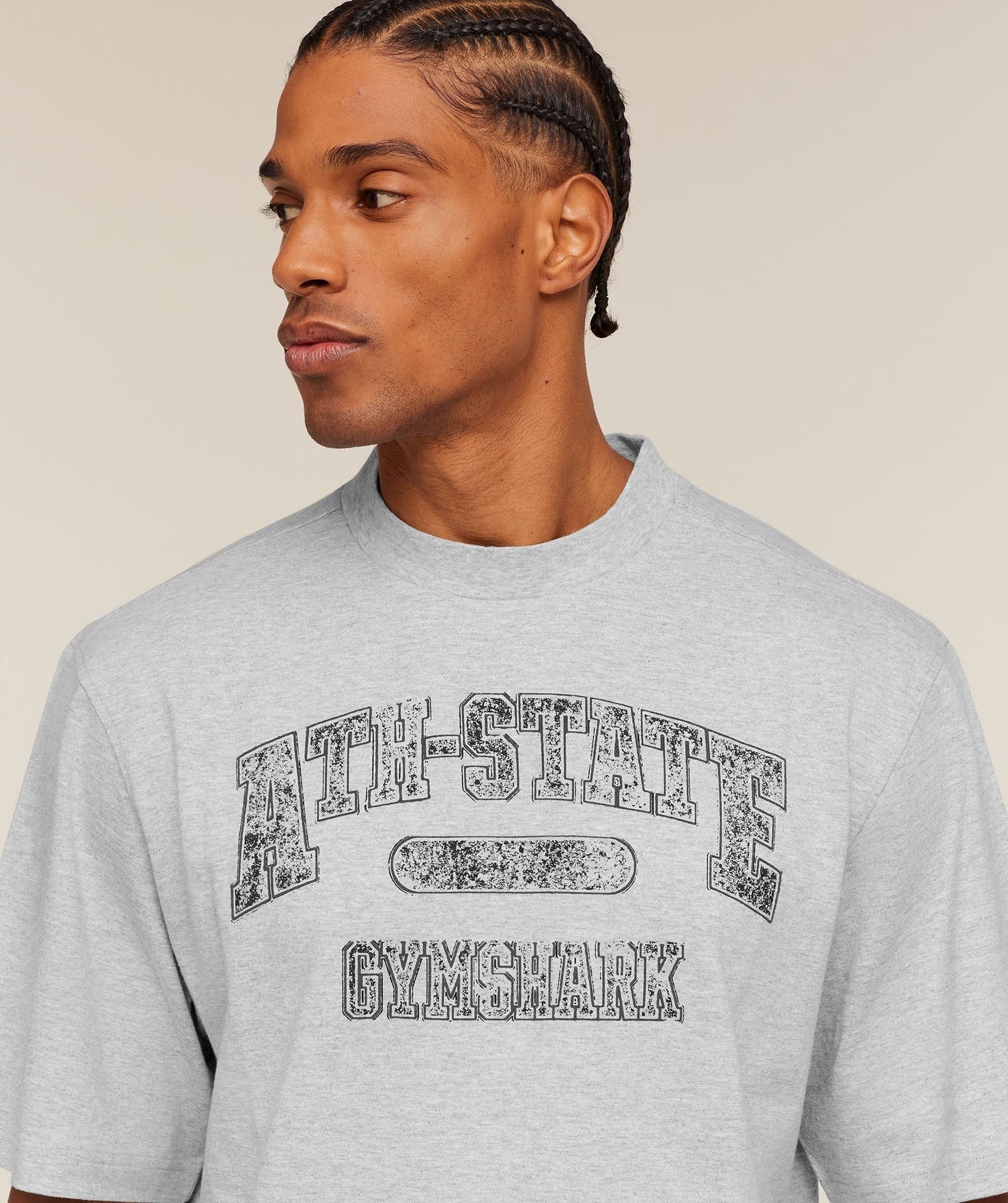 Gymshark Ath-State Graphic T-Shirt - Light Grey Core Marl