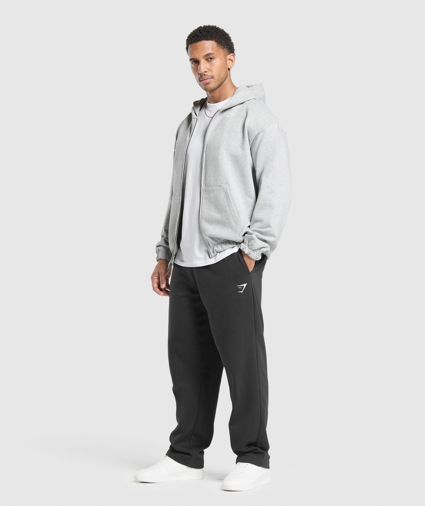 Gymshark Rest Day Essentials Zip Hoodie - Light Grey Core Marl