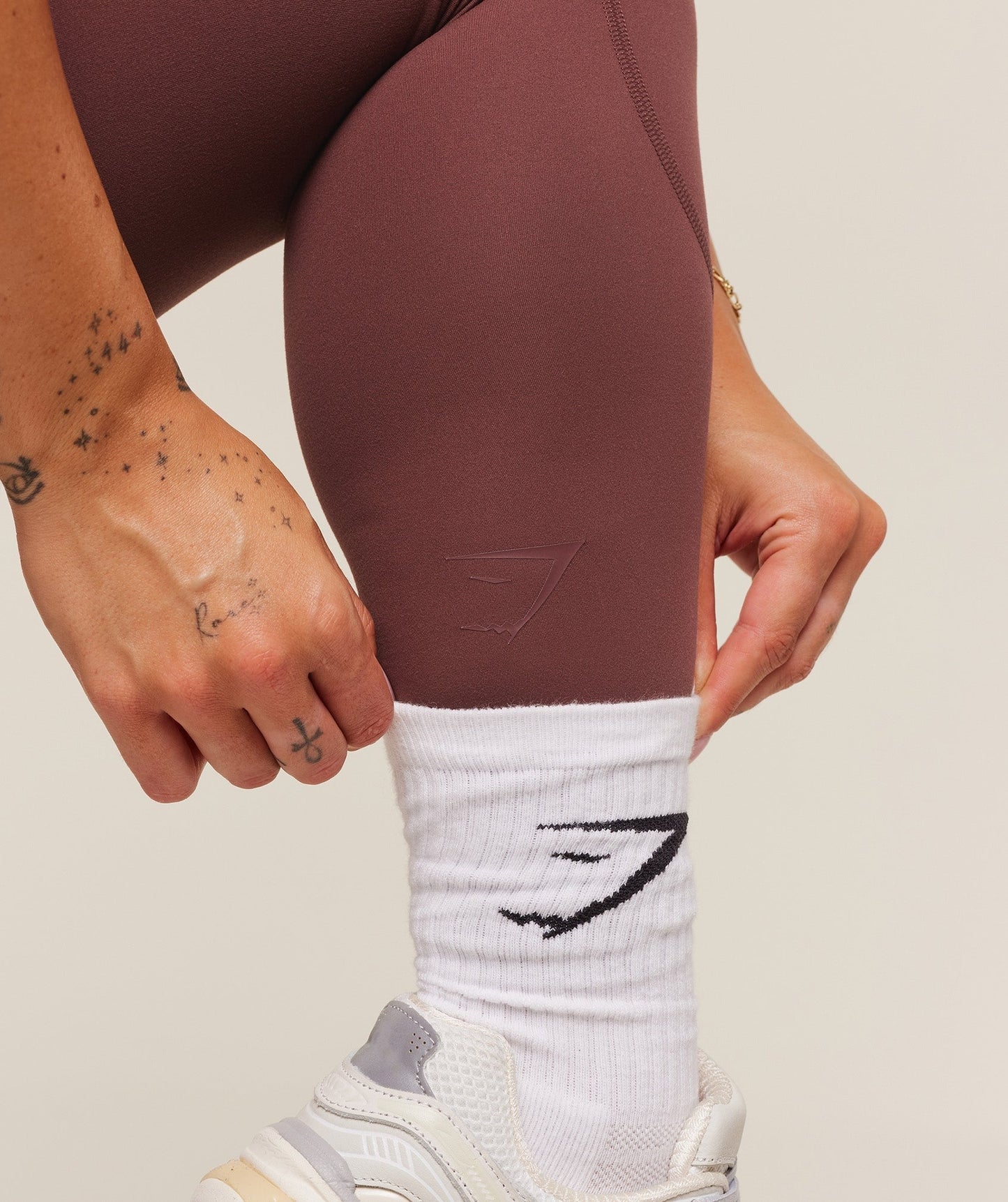 Gymshark Lifting Dipped Waistband Leggings - Burgundy Brown