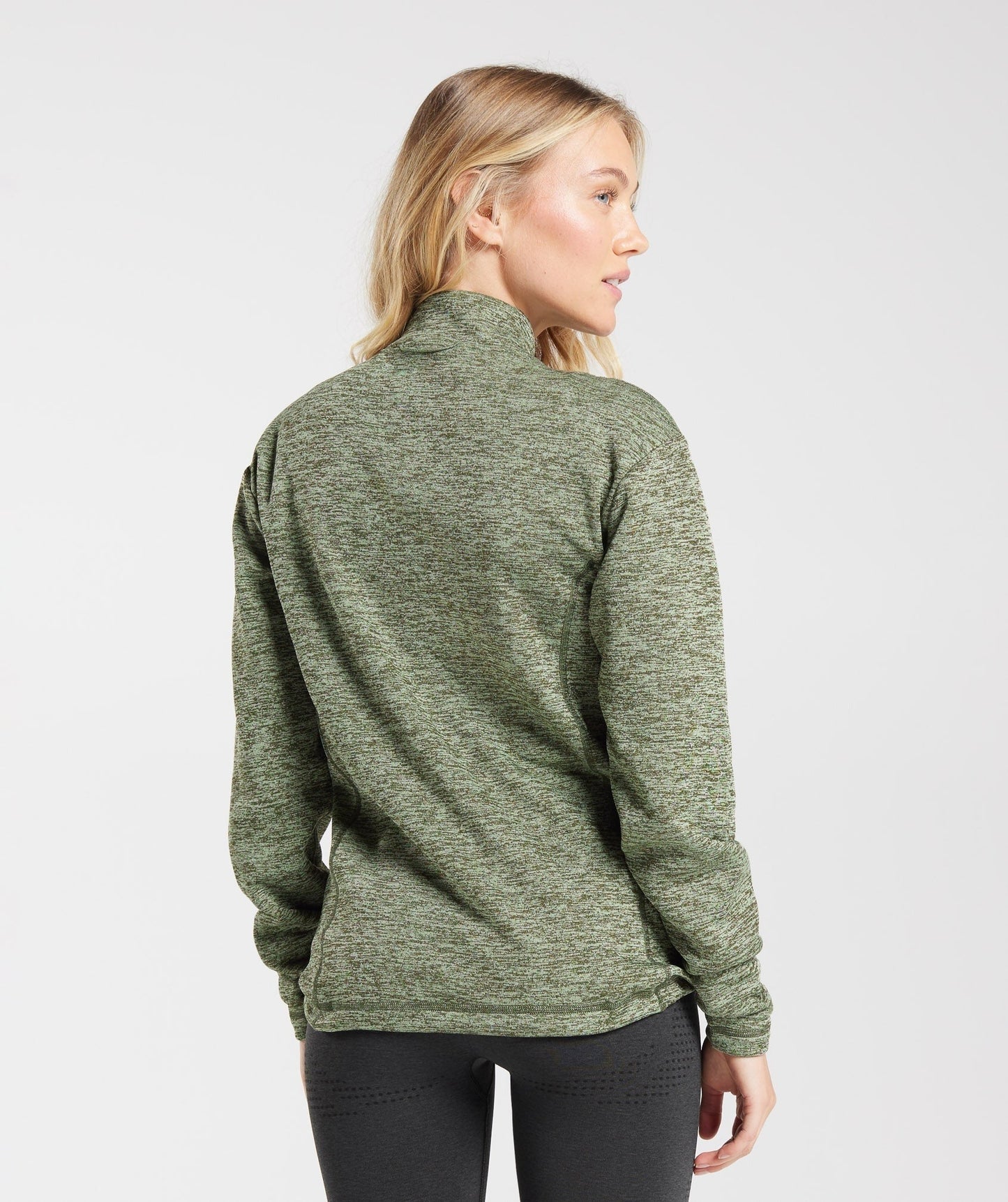 Gymshark Thermal Fleece 1/4 Zip Pullover - Winter Olive/Light Sage Green