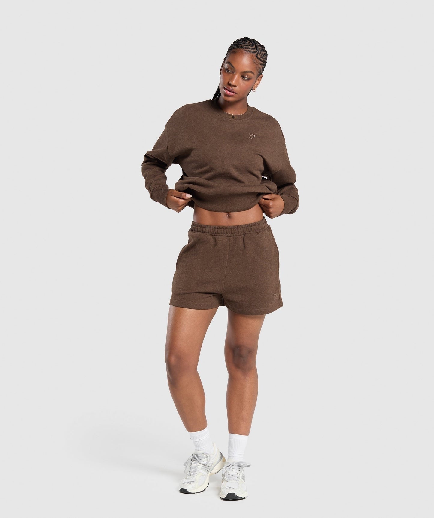 Gymshark Rest Day Sweats Oversized Crew - Brown Marl