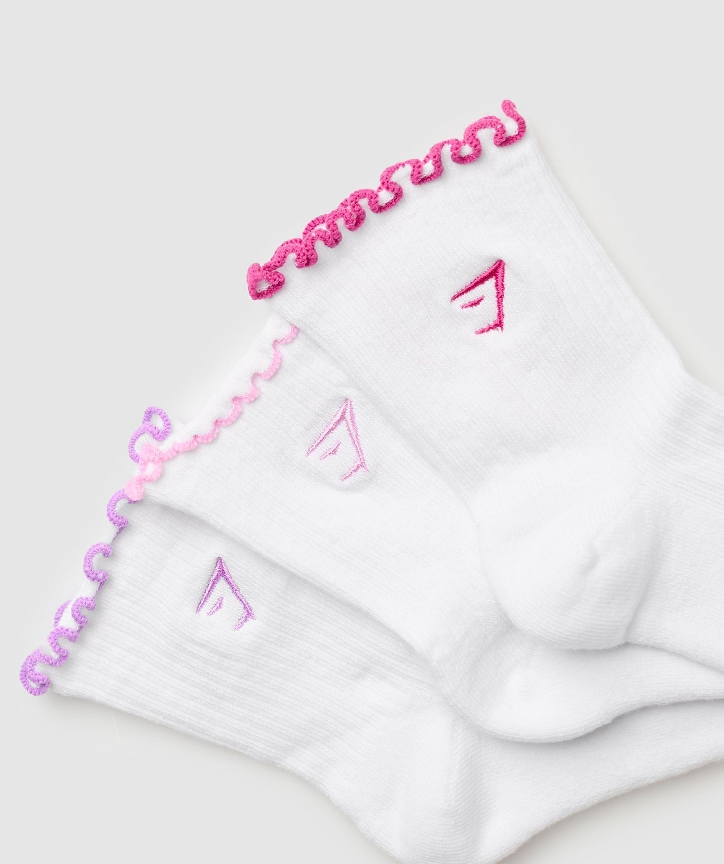 Gymshark Frill Midi Sock 3pk - White/Sour Pink/Active Purple/Winning Pink