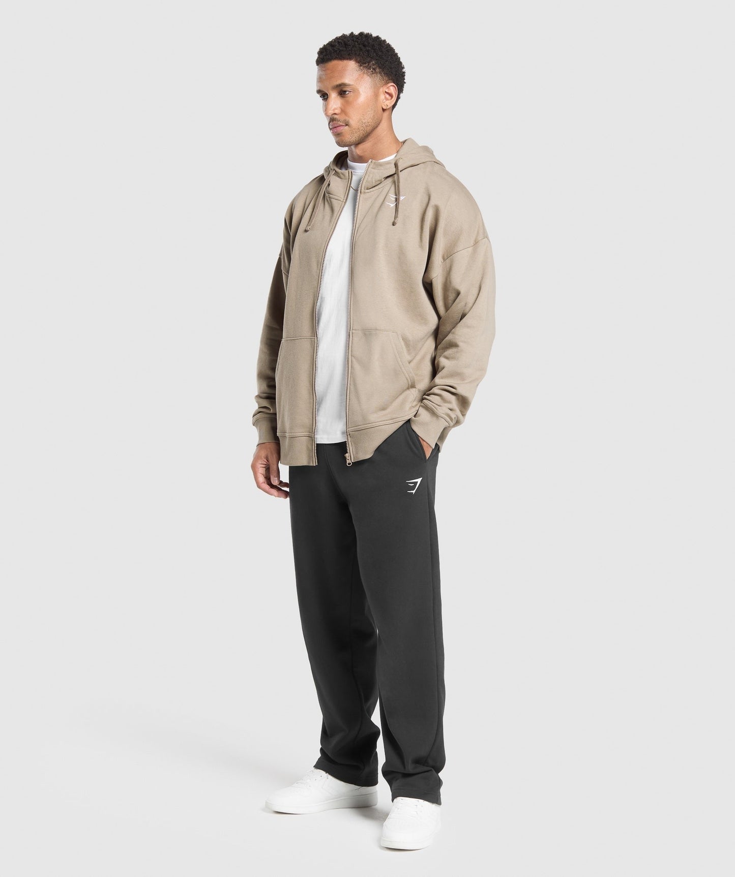 Gymshark Crest Oversized Zip Up Hoodie - Lifestyle Brown