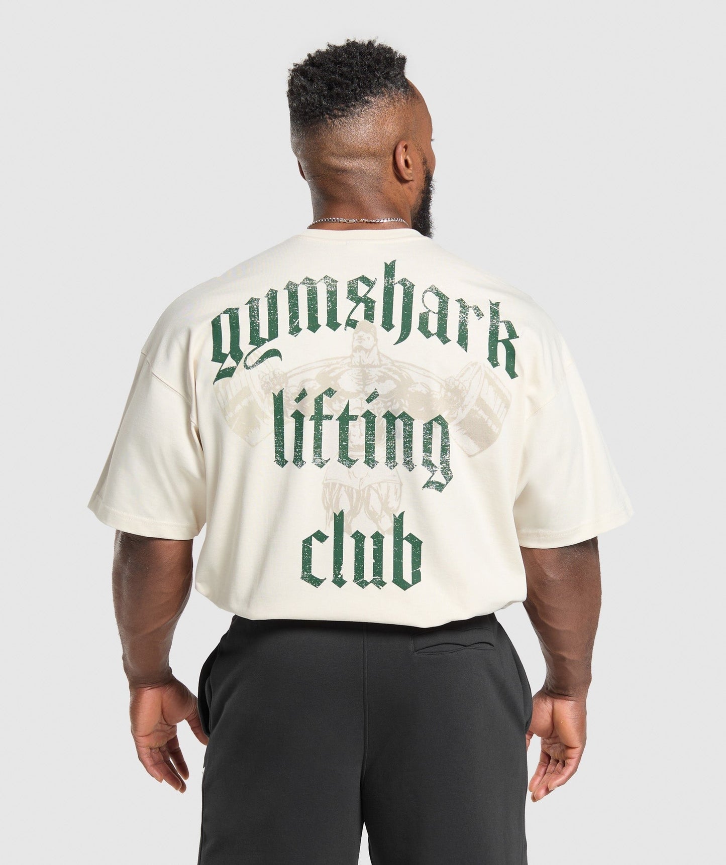 Gymshark Lifting Club T-Shirt - Oat White/Classic Green