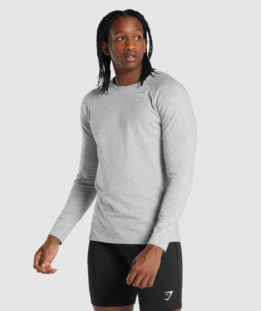 Gymshark Critical 2.0 Long Sleeve T-Shirt - Light Grey Marl