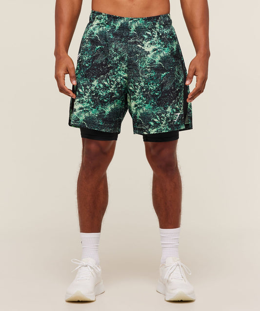 Gymshark Sport 7" 2 in 1 Shorts - Active Green/Black