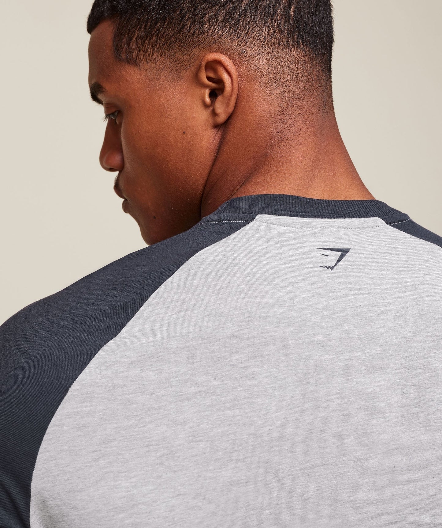 Gymshark GSLC Raglan 3/4 Sleeve T-Shirt - Light Grey Core Marl/Heavy Blue