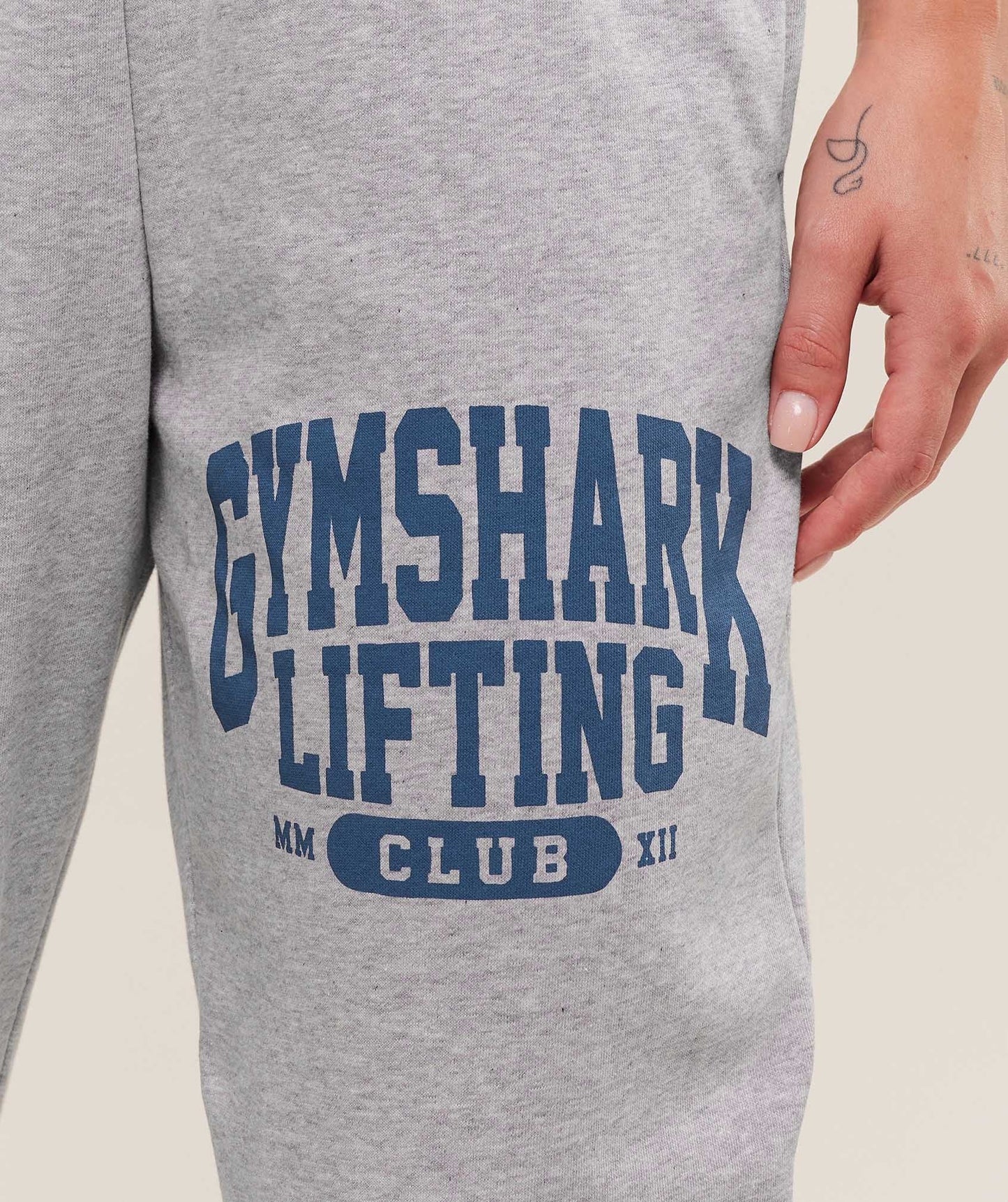 Gymshark Lifting Club Graphic Joggers - Light Grey Core Marl