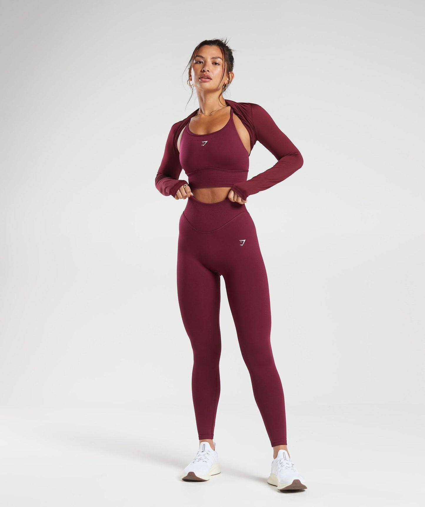 Gymshark Sweat Seamless Long Sleeve Crop Top - Plum Pink