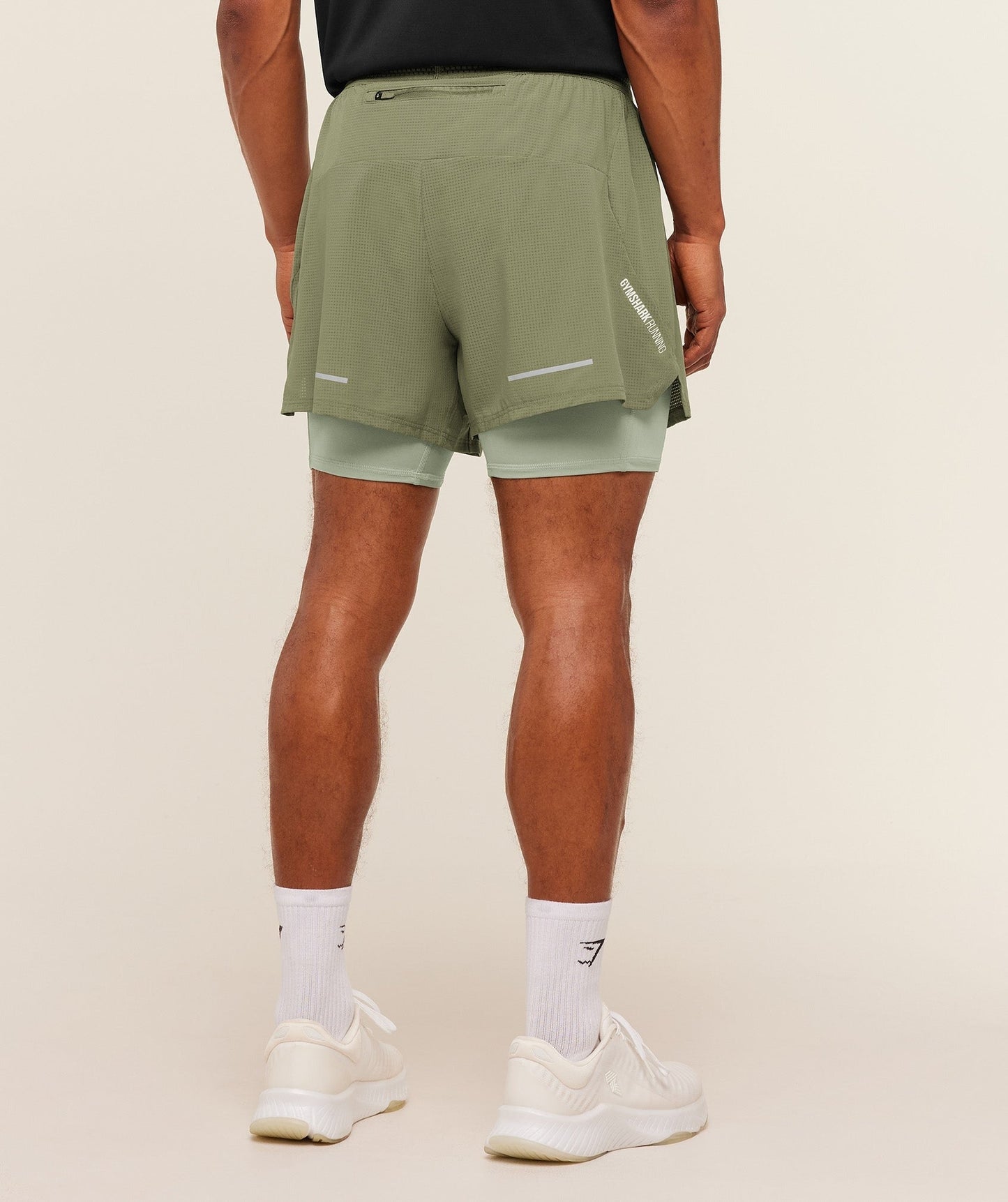 Gymshark Running 4" 2in1 Shorts - Grounded Green / Haze Green