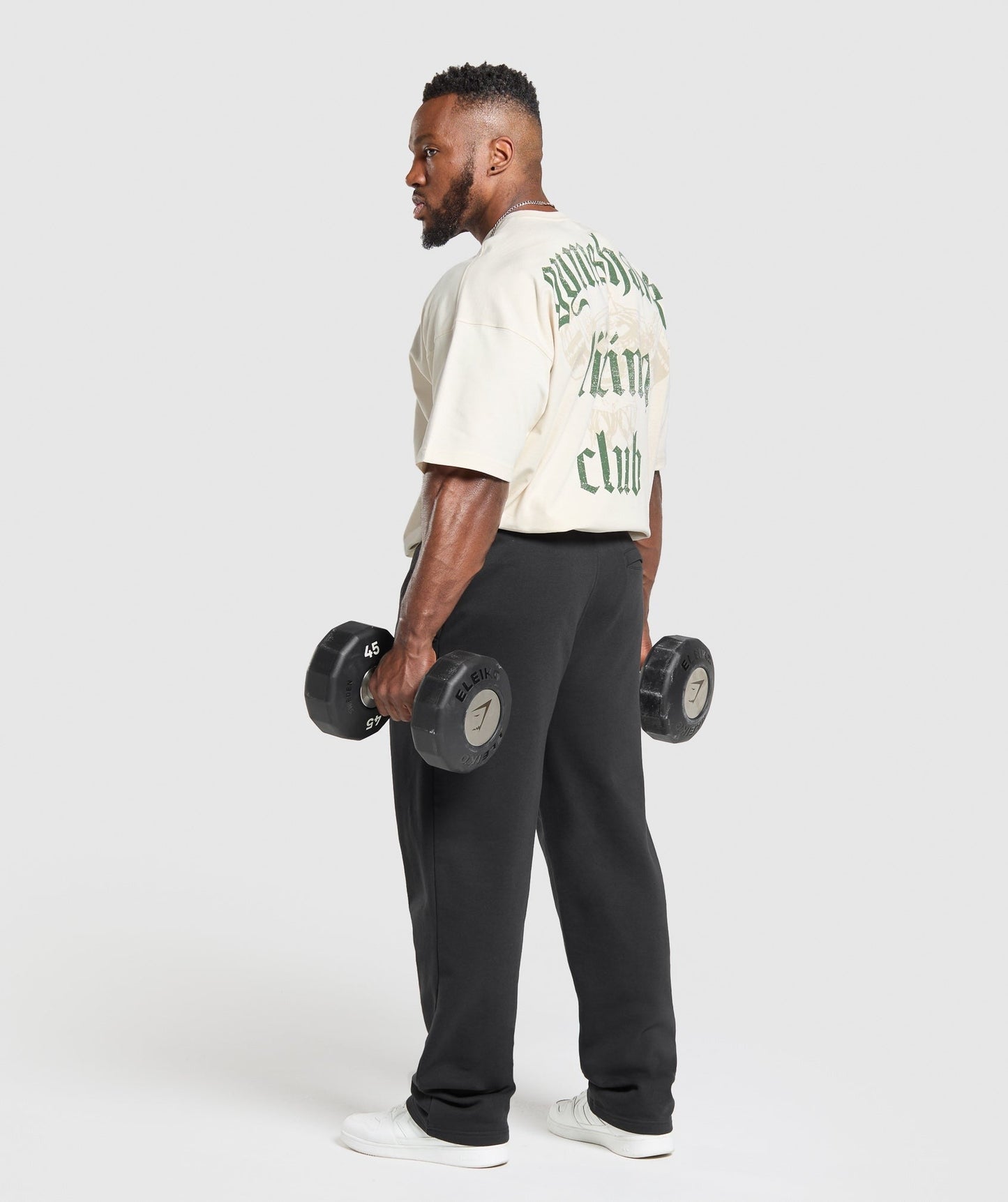 Gymshark Lifting Club T-Shirt - Oat White/Classic Green