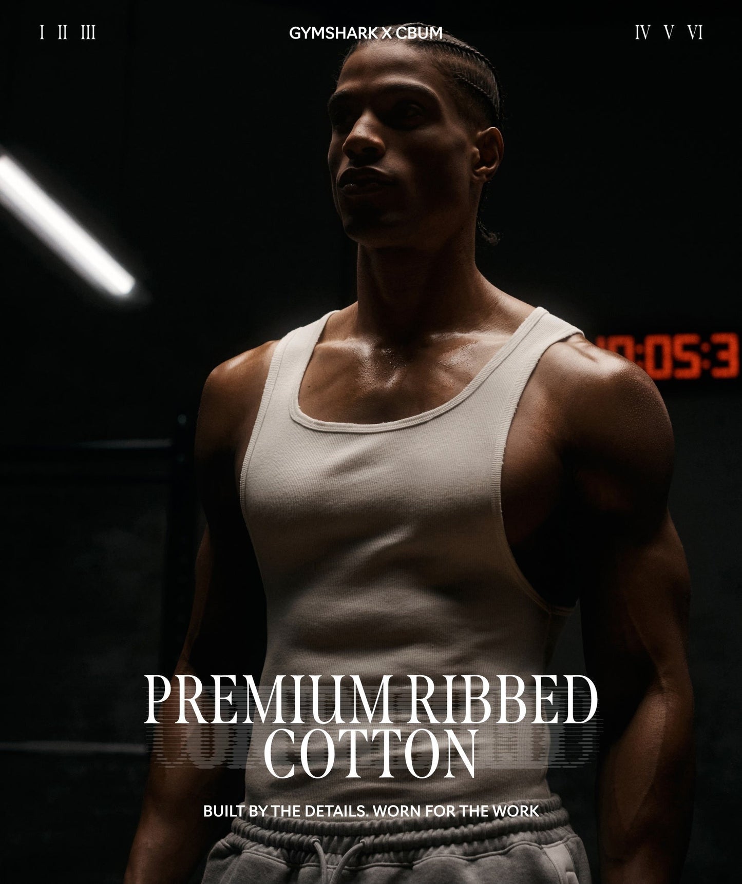 Gymshark x CBUM Ribbed Tank - Bros Stone Grey Marl