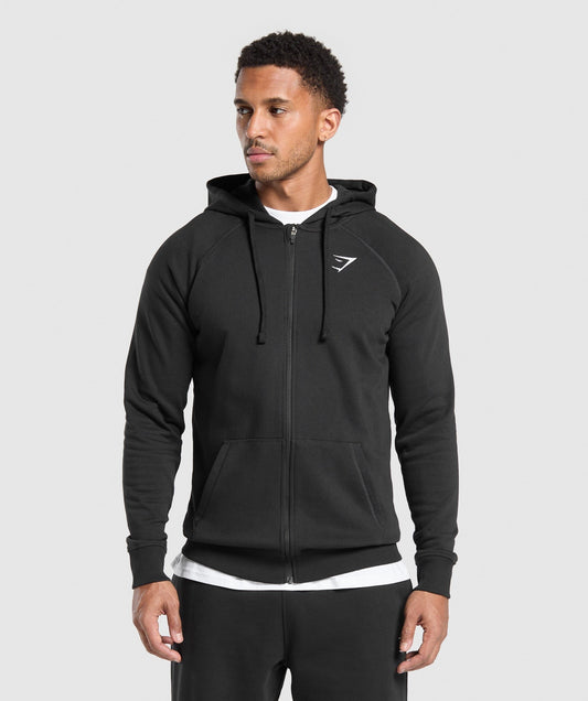 Gymshark Crest Zip Up Hoodie - Black