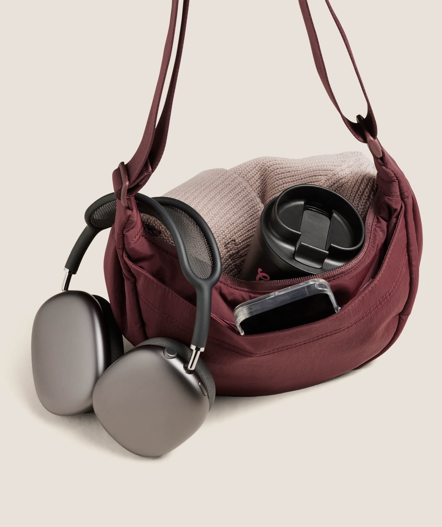 Gymshark Pleat Crossbody - Rich Maroon