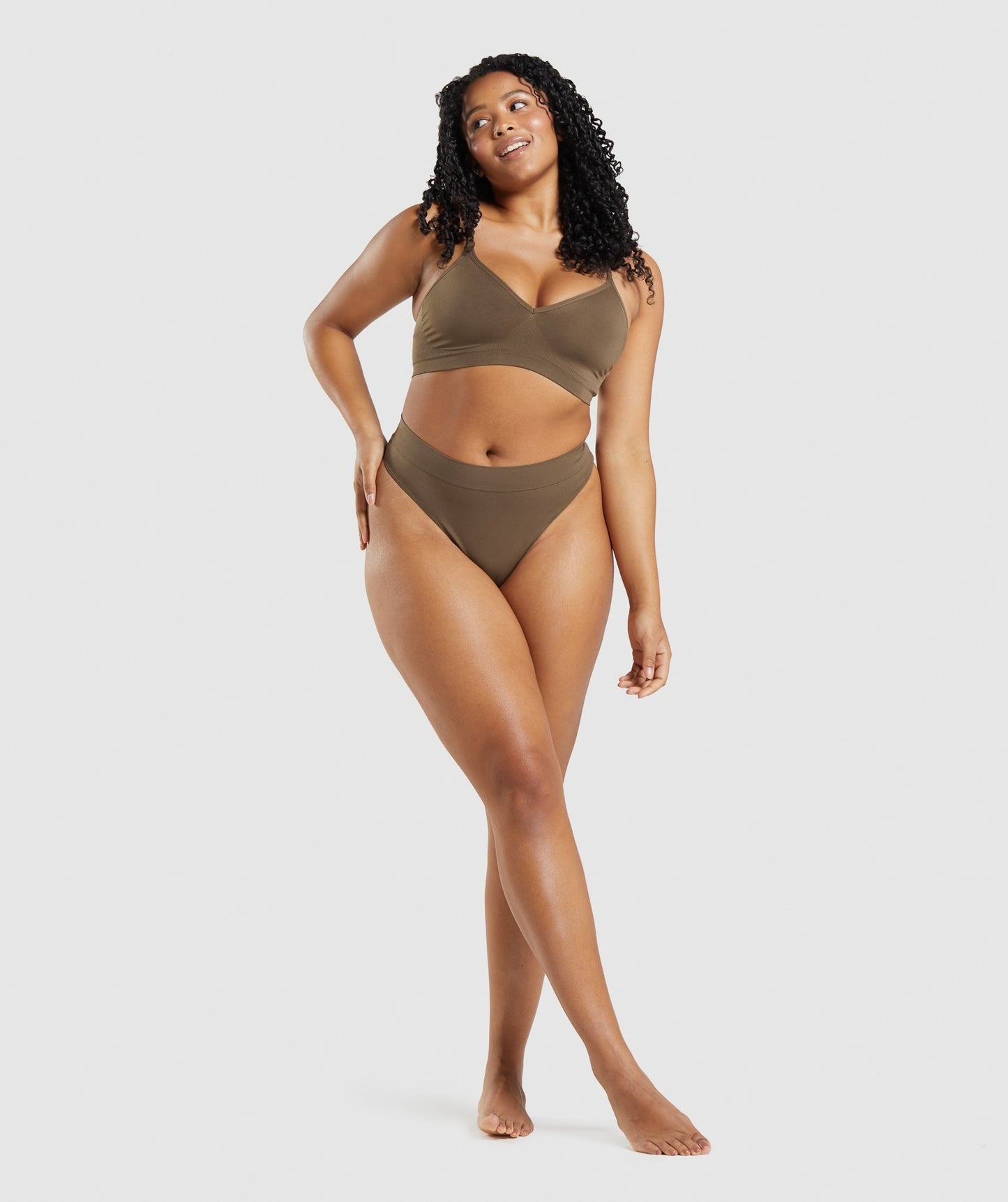 Gymshark Seamless Low Neck Bralette - Walnut Brown