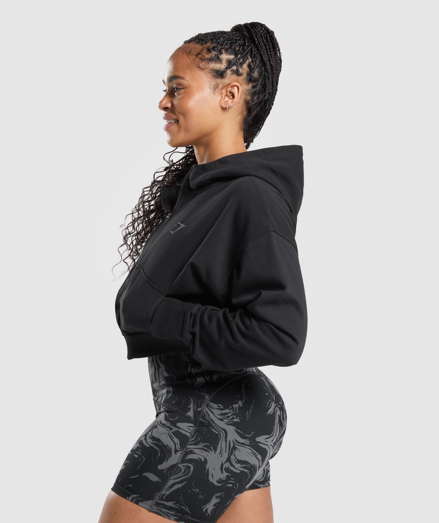 Gymshark GS Power Cropped Zip Hoodie - Black
