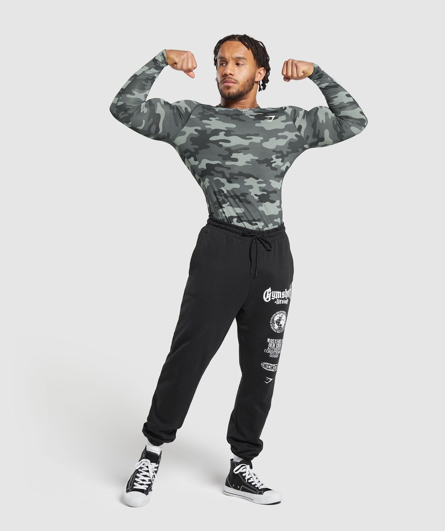 Gymshark Element Baselayer Long Sleeve T-Shirt - Grey Print