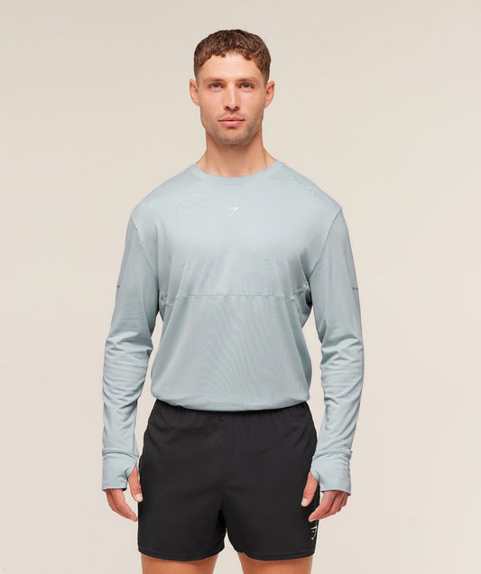 Gymshark Running Long Sleeve T-Shirt - Smoke Blue