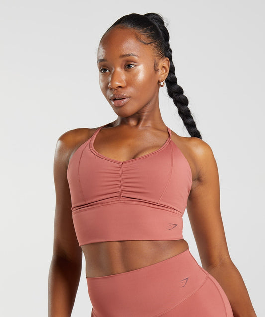 Gymshark ELEVATE LONGLINE SPORTS BRA - Rose Brown