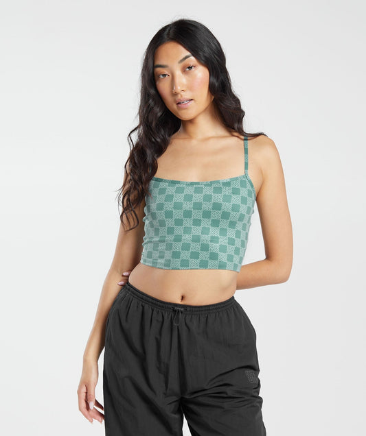 Gymshark Monogram Crop Cami Tank - Frost Teal