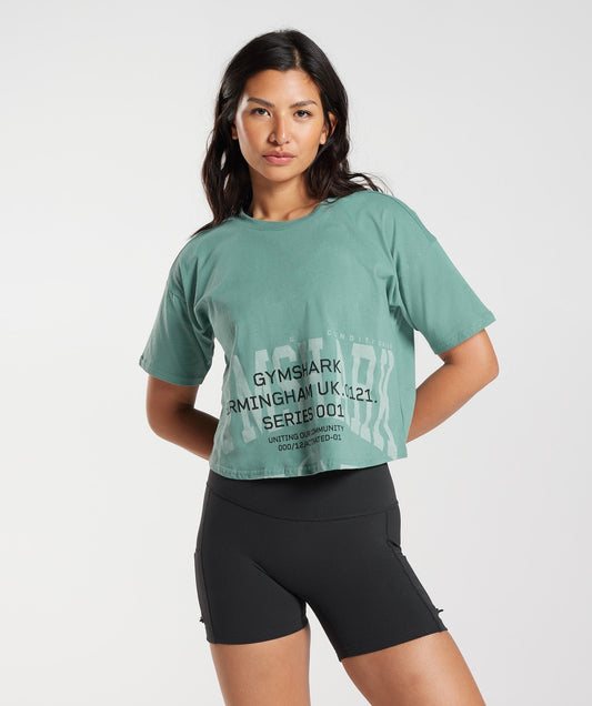 Gymshark Collegiate Midi Top - Ink Teal
