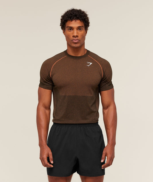Gymshark Vital Seamless T-Shirt - Black/Spiced Brown