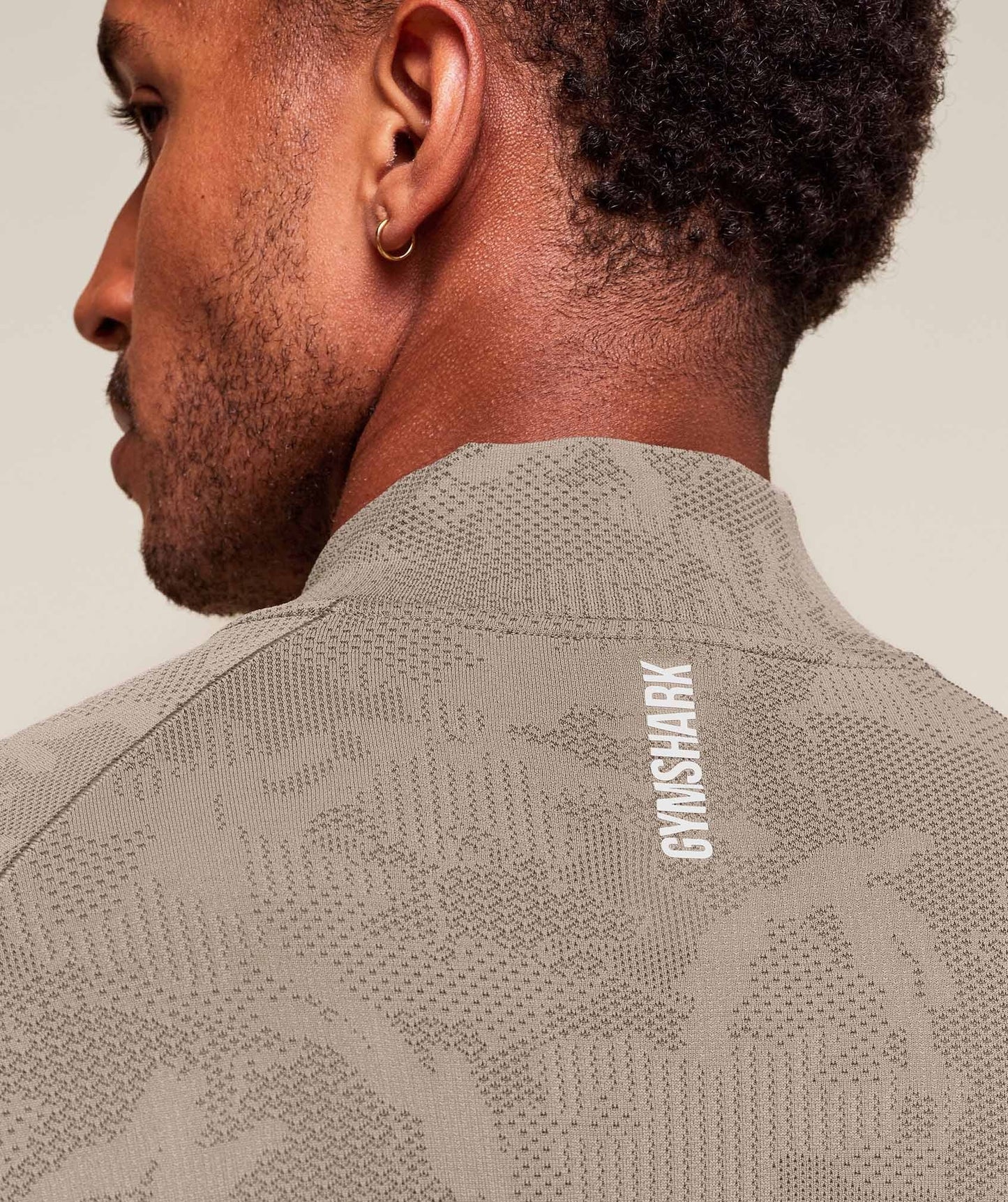 Gymshark Geo Seamless 1/4 Zip - Linen Brown/Camo Brown